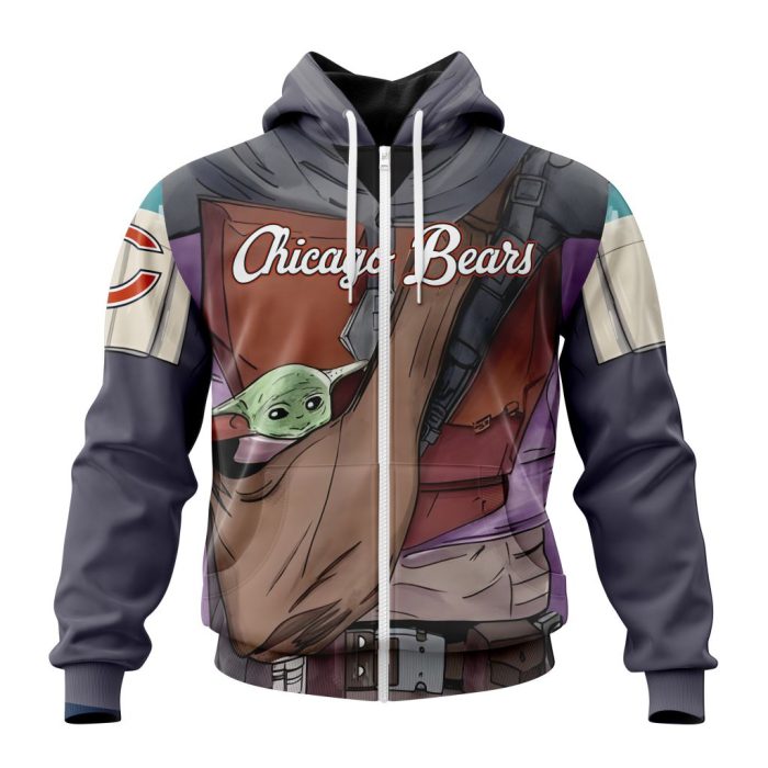 Personalized NFL Chicago Bears Specialized Mandalorian And Baby Yoda Unisex Zip Hoodie TZH0610