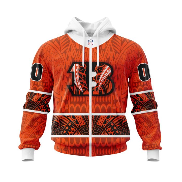 Personalized NFL Cincinnati Bengals Specialized Native With Samoa Culture Unisex Zip Hoodie TZH0631