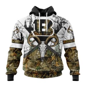 Personalized NFL Cincinnati Bengals With Deer Skull And Forest Pattern For Go Hunting Unisex Hoodie TH1326