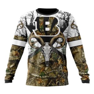 Personalized NFL Cincinnati Bengals With Deer Skull And Forest Pattern For Go Hunting Unisex Sweatshirt SWS463