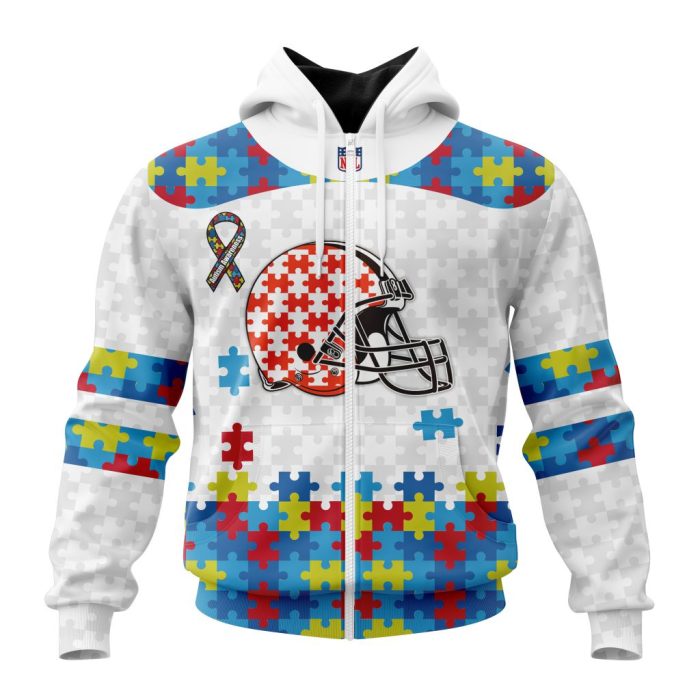 Personalized NFL Cleveland Browns Autism Awareness Design Unisex Hoodie TZH0633