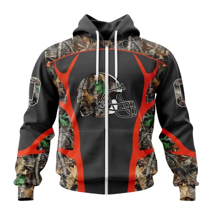 Personalized NFL Cleveland Browns Camo Hunting Design Unisex Hoodie TZH0634