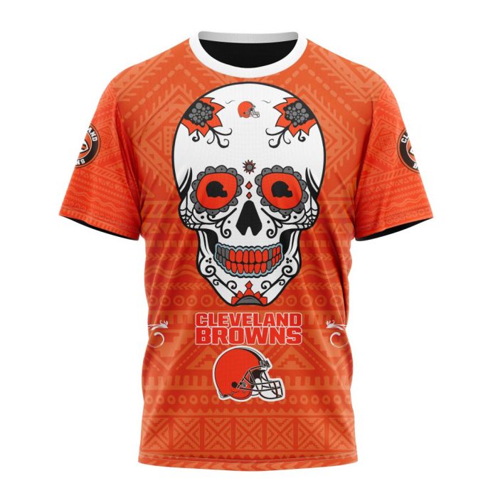 Personalized NFL Cleveland Browns Specialized Kits For Dia De Muertos Unisex Tshirt TS3197