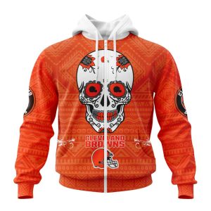 Personalized NFL Cleveland Browns Specialized Kits For Dia De Muertos Unisex Zip Hoodie TZH0649
