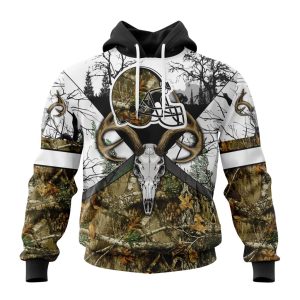 Personalized NFL Cleveland Browns With Deer Skull And Forest Pattern For Go Hunting Unisex Hoodie TH1346