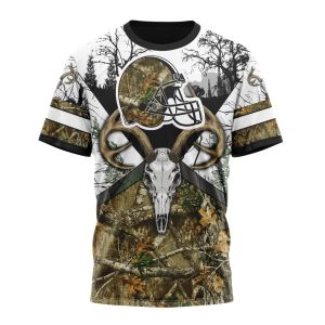 Personalized NFL Cleveland Browns With Deer Skull And Forest Pattern For Go Hunting Unisex Tshirt TS3200