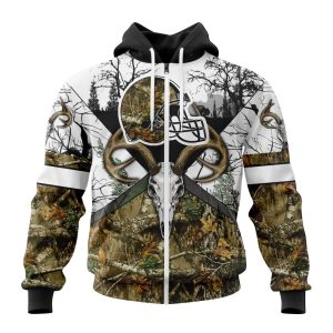 Personalized NFL Cleveland Browns With Deer Skull And Forest Pattern For Go Hunting Unisex Zip Hoodie TZH0652