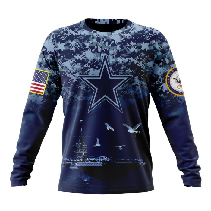 Personalized NFL Dallas Cowboys Honor US Navy Veterans Unisex Sweatshirt SWS488