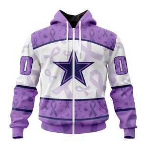 Personalized NFL Dallas Cowboys Special Lavender Fights Cancer Unisex Zip Hoodie TZH0664
