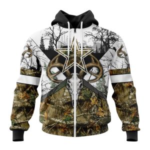 Personalized NFL Dallas Cowboys With Deer Skull And Forest Pattern For Go Hunting Unisex Zip Hoodie TZH0670