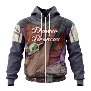 Personalized NFL Denver Broncos Specialized Mandalorian And Baby Yoda Unisex Zip Hoodie TZH0690