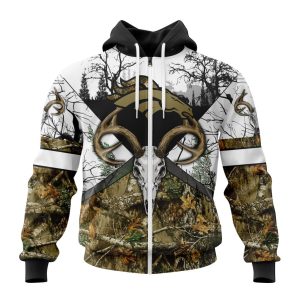 Personalized NFL Denver Broncos With Deer Skull And Forest Pattern For Go Hunting Unisex Zip Hoodie TZH0692