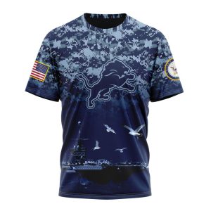 Personalized NFL Detroit Lions Honor US Navy Veterans Unisex Tshirt TS3246