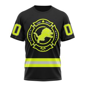Personalized NFL Detroit Lions Special FireFighter Uniform Design Unisex Tshirt TS3250