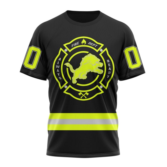 Personalized NFL Detroit Lions Special FireFighter Uniform Design Unisex Tshirt TS3250