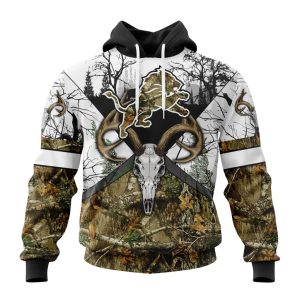 Personalized NFL Detroit Lions With Deer Skull And Forest Pattern For Go Hunting Unisex Hoodie TH1405