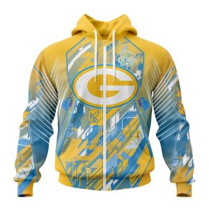 Personalized NFL Green Bay Packers Fearless Against Childhood Cancers Unisex Zip Hoodie TZH0714