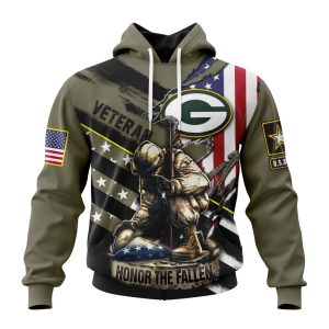 Personalized NFL Green Bay Packers Honor Veterans Kneeling Soldier Unisex Hoodie TH1412