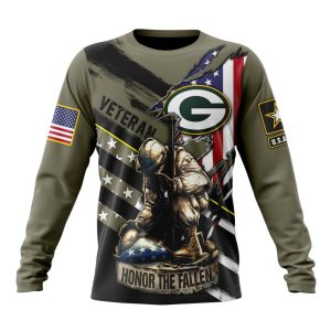 Personalized NFL Green Bay Packers Honor Veterans Kneeling Soldier Unisex Sweatshirt SWS549