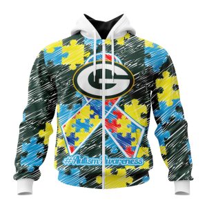 Personalized NFL Green Bay Packers Puzzle Autism Awareness Unisex Zip Hoodie TZH0720