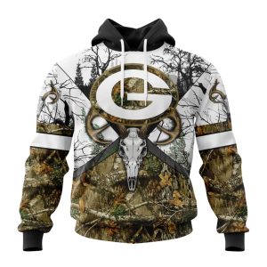 Personalized NFL Green Bay Packers With Deer Skull And Forest Pattern For Go Hunting Unisex Hoodie TH1425