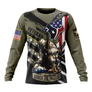 Personalized NFL Houston Texans Honor Veterans Kneeling Soldier Unisex Sweatshirt SWS569