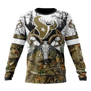 Personalized NFL Houston Texans With Deer Skull And Forest Pattern For Go Hunting Unisex Sweatshirt SWS582