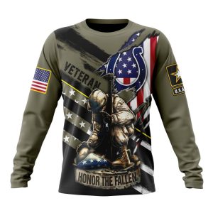 Personalized NFL Indianapolis Colts Honor Veterans Kneeling Soldier Unisex Sweatshirt SWS589