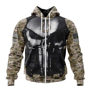 Personalized NFL Indianapolis Colts Punisher Skull Camo Veteran Kits Unisex Zip Hoodie TZH0759
