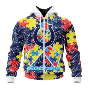Personalized NFL Indianapolis Colts Puzzle Autism Awareness Unisex Zip Hoodie TZH0760