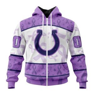 Personalized NFL Indianapolis Colts Special Lavender Fights Cancer Unisex Zip Hoodie TZH0764
