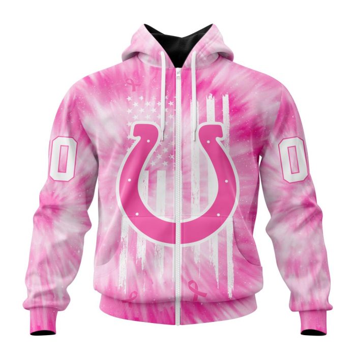 Personalized NFL Indianapolis Colts Special Pink Tie-Dye Unisex Zip Hoodie TZH0766