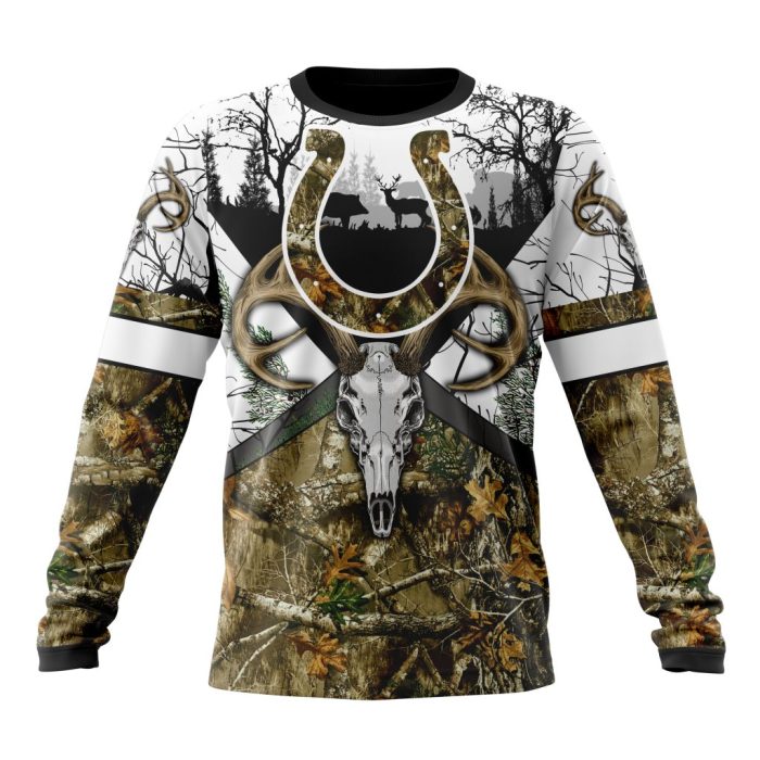 Personalized NFL Indianapolis Colts With Deer Skull And Forest Pattern For Go Hunting Unisex Sweatshirt SWS602