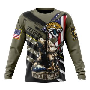 Personalized NFL Jacksonville Jaguars Honor Veterans Kneeling Soldier Unisex Sweatshirt SWS609