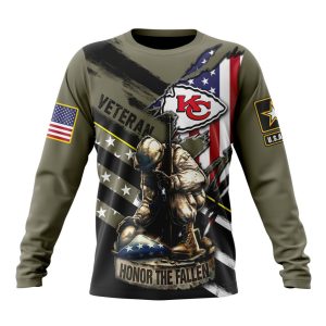 Personalized NFL Kansas City Chiefs Honor Veterans Kneeling Soldier Unisex Sweatshirt SWS628