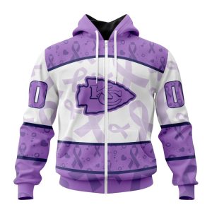 Personalized NFL Kansas City Chiefs Special Lavender Fights Cancer Unisex Zip Hoodie TZH0803