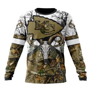 Personalized NFL Kansas City Chiefs With Deer Skull And Forest Pattern For Go Hunting Unisex Sweatshirt SWS641