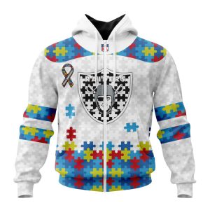 Personalized NFL Las Vegas Raiders Autism Awareness Design Unisex Hoodie TZH0811