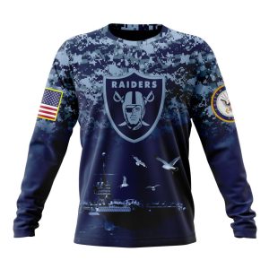 Personalized NFL Las Vegas Raiders Honor US Navy Veterans Unisex Sweatshirt SWS647