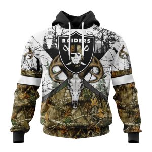Personalized NFL Las Vegas Raiders With Deer Skull And Forest Pattern For Go Hunting Unisex Hoodie TH1524