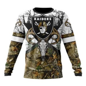 Personalized NFL Las Vegas Raiders With Deer Skull And Forest Pattern For Go Hunting Unisex Sweatshirt SWS661