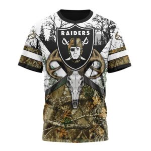 Personalized NFL Las Vegas Raiders With Deer Skull And Forest Pattern For Go Hunting Unisex Tshirt TS3378