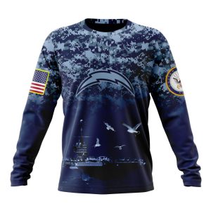 Personalized NFL Los Angeles Chargers Honor US Navy Veterans Unisex Sweatshirt SWS667