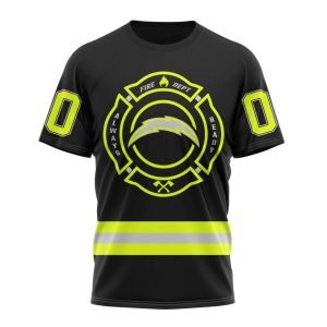 Personalized NFL Los Angeles Chargers Special FireFighter Uniform Design Unisex Tshirt TS3388