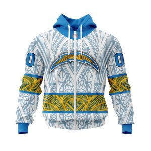 Personalized NFL Los Angeles Chargers Specialized Native With Samoa Culture Unisex Zip Hoodie TZH0849