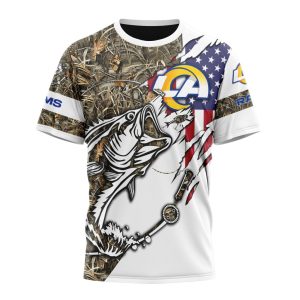 Personalized NFL Los Angeles Rams Fishing With Flag Of The United States Unisex Tshirt TS3402