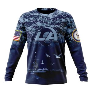 Personalized NFL Los Angeles Rams Honor US Navy Veterans Unisex Sweatshirt SWS687