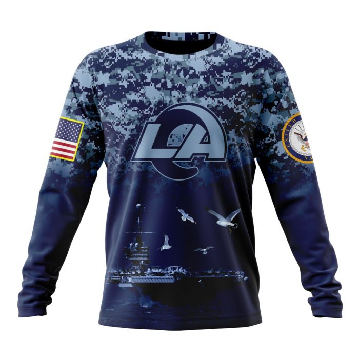 Personalized NFL Los Angeles Rams Honor US Navy Veterans Unisex Sweatshirt SWS687