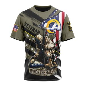 Personalized NFL Los Angeles Rams Honor Veterans Kneeling Soldier Unisex Tshirt TS3405