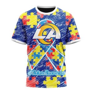 Personalized NFL Los Angeles Rams Puzzle Autism Awareness Unisex Tshirt TS3407